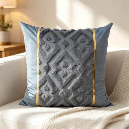 Luxury Patchwork Tufted Throw Pillow Cover 18x18 Inch Set of 2 - color: Blue Gery, size: 18" x 18" (Pack of 2)