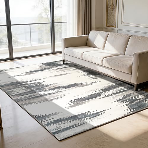 Washable Area Rug Farmhouse Non Slip Low Pile Rug(Light Gray,5‘x7’) - color: Light Gray, size: 5' x 7' (Rectangular)