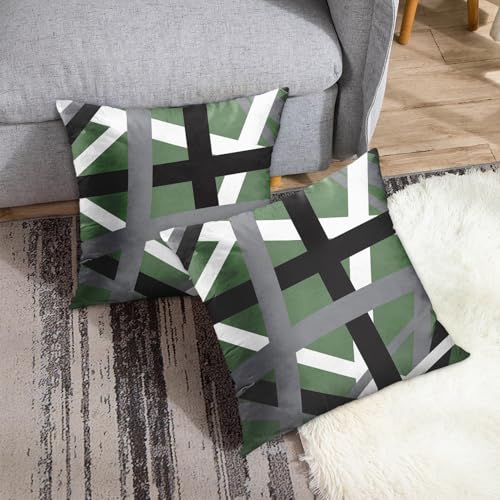 Emvency Throw Pillow Covers Set of 2, 18 x 18 Inch, Striped Sage Green - color: Green, size: 18" x 18" (Pack of 2)