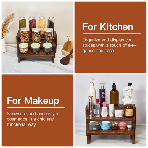 DAOYOUSKY Set of 3 Wooden Rustic Cupcake Stand for 24 Cupcakes, Stepped Wood Display Stand for Weddings, Tiered Party Buffet Table Display Nesting Riser for Food , Dessert, Cookie, Craft Show, Brown - color: Brown