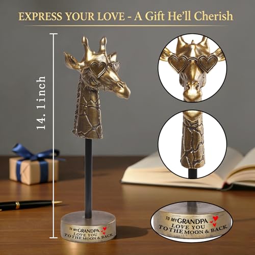 Grandpa Gifts from Grandkids, Exquisite Handmade Giraffe Grandpa Birthday Gifts from Granddaughter Grandson Funny Home Decor, Great Grandfather Grandparents Present for Father's Day - style: TO MY GRANDPA