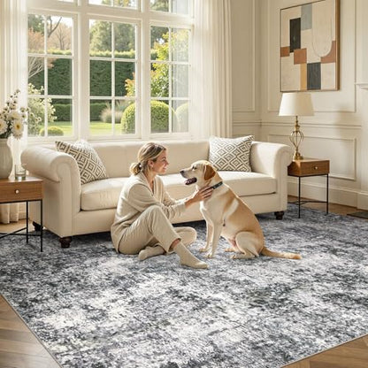 DMOYEST Area Rug Living Room Rugs 9x12 Washable Abstract Grey Carpet - color: Grey, size: 9' x 12' (Rectangular)