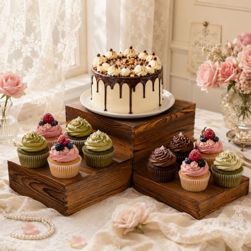 Arttown 6-Pack Buffet Risers and Stands for Food Display Wood Risers