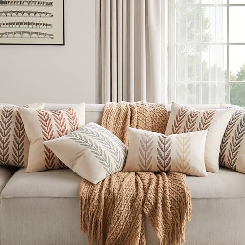 Farmhouse Leaves Throw Pillow Covers Set of 2, 18x18in Black - color: Black, size: 18" x 18" (Pack of 2)