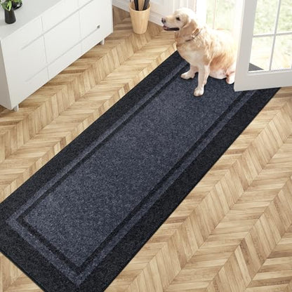 PURRUGS Hallway Runner Rug, 24" x 70", Bluish Grey & Charcoal - color: Bluish Grey & Charcoal, size: 24" X 70"