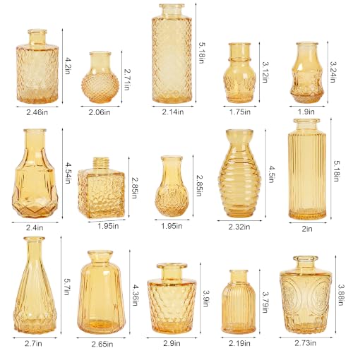 Glass Bud Vase Set of 32 Pcs, Small Glass Vases for Flowers - color: Goden