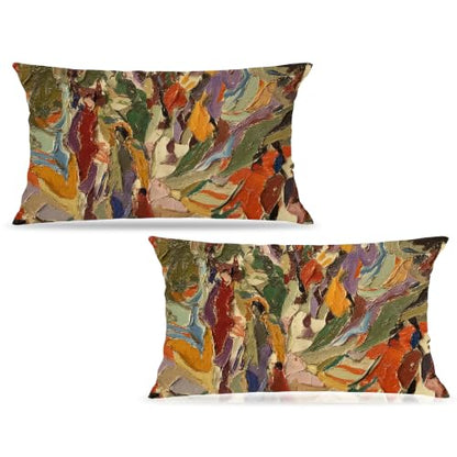 Mid Century Modern Abstract Pillow Cover 12x20 Double-Sided - color: Abstract -14 Set of 2