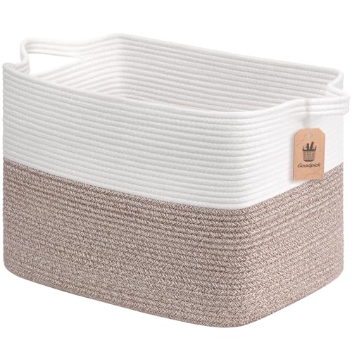 Goodpick 50L Large Woven Storage Basket, 18" x 14" x 12", Brown - color: Brown, size: 18"L x 14"W x 12"H