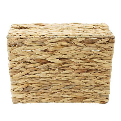 Natural Woven Water Hyacinth Storage Basket with Wood Handles, Medium - color: Natural, size: 11.81x 8.66x 5.9