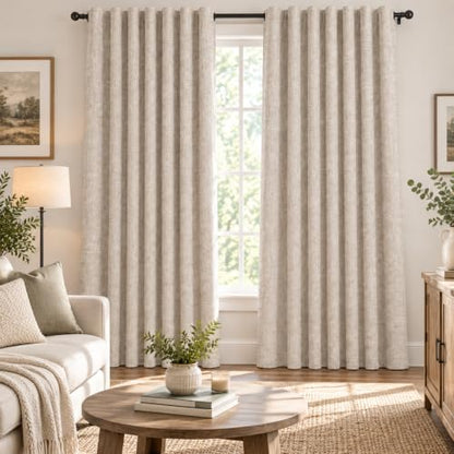 100% Blackout Curtains 84 inch Length Faux Linen (W52 x L84, Beige) - color: Beige, size: 52"W x 84"L (Pack of 2)