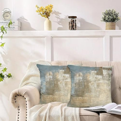 Throw Pillow Covers for Couch, 20x20 Inch, Set of 2, Beige Grey - color: Grey and Beige, size: 20" x 20" (Pack of 2)