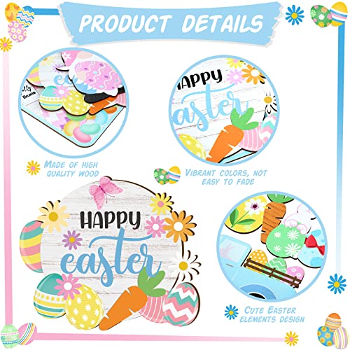 Marsui Easter Tiered Tray Decor Happy Easter Tiered Tray Ornament Rustic Farmhouse Spring Sign Bunny Truck Gnome Egg Wooden Sign for Home Table Decor(Cute) - style: Cute