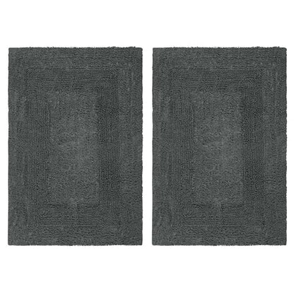 COTTON CRAFT 2 Pack Reversible Bath Mat Rug - Plush -17x24- Charcoal Grey - color: Charcoal, size: 17x24 Inches