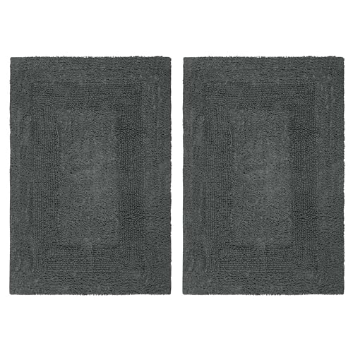 COTTON CRAFT Bath Rugs - 2 Pack Large 20x30 Soft Plush Bath Mats - Charcoal - color: Charcoal, size: 20x30 Inches