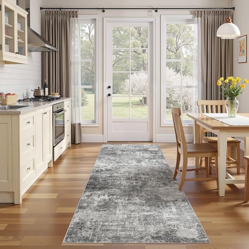 DMOYEST 3x8 Washable Runner Rug for Hallway Abstract Soft Carpet Runner - color: Grey, size: 3' x 8' (Runner)