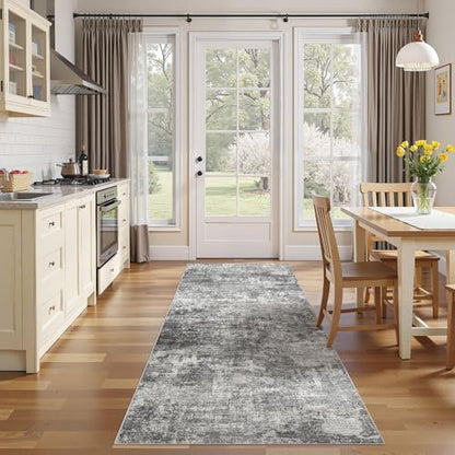 DMOYEST 3x8 Washable Runner Rug for Hallway Abstract Soft Carpet Runner - color: Grey, size: 3' x 8' (Runner)