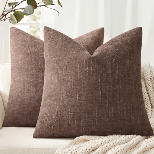 ANRODUO Decorative Textured Pillow Covers 20x20 Chocolate Brown Pack of 2 - color: Chocolate Brown, size: 20" x 20" (Pack of 2)
