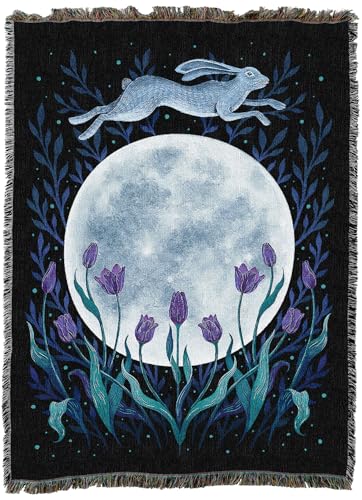 Pure Country Weavers Christmas Rose by Episodic Drawing - Gift Tapestry Throw Blanket Woven from Cotton - Made in The USA (72x54) - color: Easter Moon, size: 72x54
