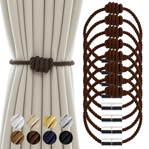 Curtain Tiebacks Magnetic Decorative Rope Tie Backs Holdbacks Contoeey - color: Coffee