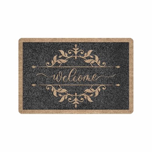 Ornate Print Welcome Door Mat for Front Door, Non-Woven Fabric Mat for Entryway, Porch or Patio, Bathroom, Kitchen,Garage,Non-Slip Rubber Backing Outdoor Rug Flat Printing Doormat 24 * 16 in