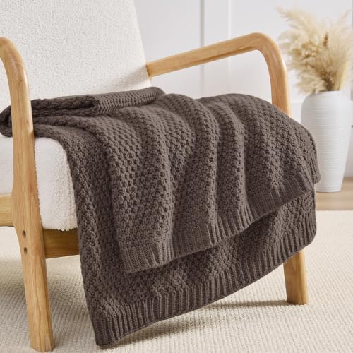 Taupe Brown Throw Blanket, Sweater-Soft Moss Knit, 50x60 Inches - color: Moss-taupe Brown, size: 50"x60"