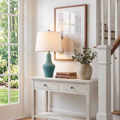 23" Farmhouse Ceramic Table Lamp Modern Bedside Lamps Matte Teal - color: 23.25" Single - Matte Teal