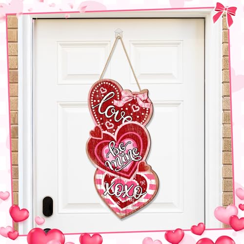 Britimes Welcome Door Sign, Wooden, for Front Door, Heart Love - style: Red Valentine