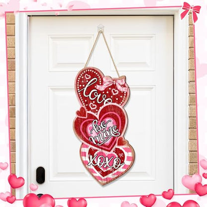 Britimes Welcome Door Sign, Wooden, for Front Door, Heart Love - style: Red Valentine