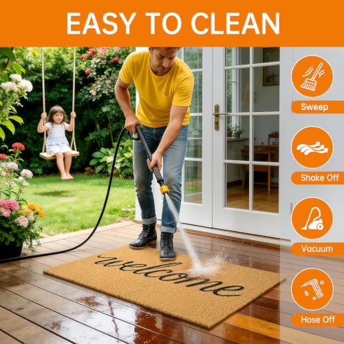Front Door Mat Outside Non-Slip Welcome Doormat (Welcome, 17x29 in) - color: Welcome