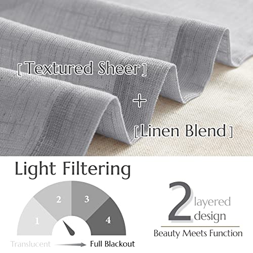 jinchan Kitchen Valance Curtain Double Layers, 50x16, 1 Panel, Grey - color: Double Layer | Grey, size: 50"W x 16"L (Pack of 1)