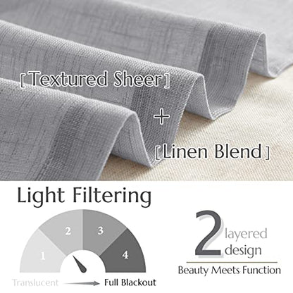 jinchan Kitchen Valance Curtain Double Layers, 50x16, 1 Panel, Grey - color: Double Layer | Grey, size: 50"W x 16"L (Pack of 1)
