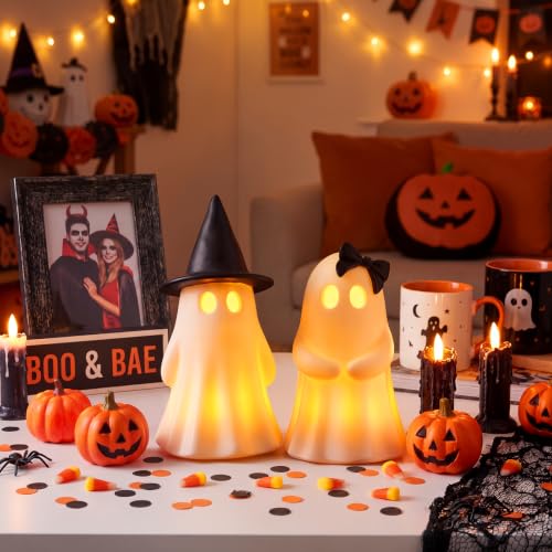 Fumete 2 Pcs Halloween Decorations Indoor, Light up Ghost Couple Figurines - style: Couple Ghosts