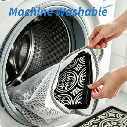 Kitchen Rug Non Slip Washable 18x28 Black Vintage Sink Mat - size: 18''×28''