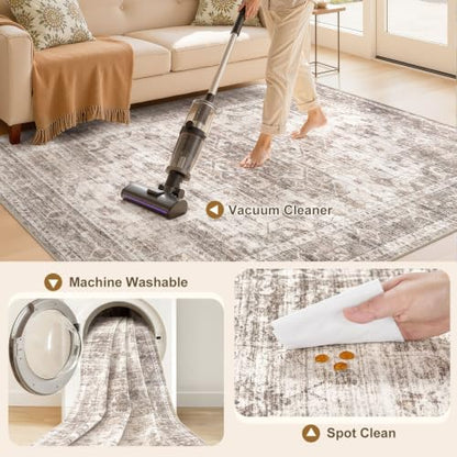 9x12 Area Rugs for Living Room: Washable Neutral Soft Beige Rug - color: Beige, size: 9' x 12' (Rectangular)