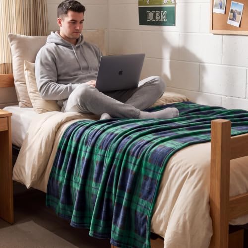 BEDELITE Christmas Fleece Twin Blanket for Couch & Bed, Blue & Green - color: Blue&green Tartan, size: Twin(60"x80")