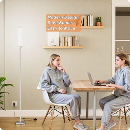 Nukanu Floor Lamp with Remote Control,Nickel,Linen lampshade - color: nickel+Beige linen