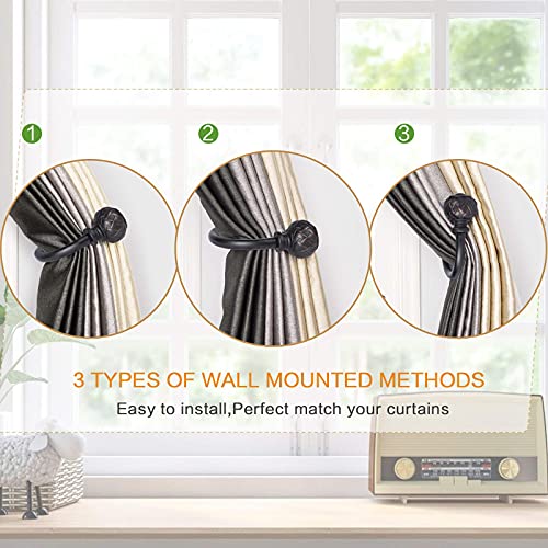 SZXIMU Curtain Drapery Holdbacks for Wall, 2 Pack, Netted Finials, Black - color: Black Netted Texture