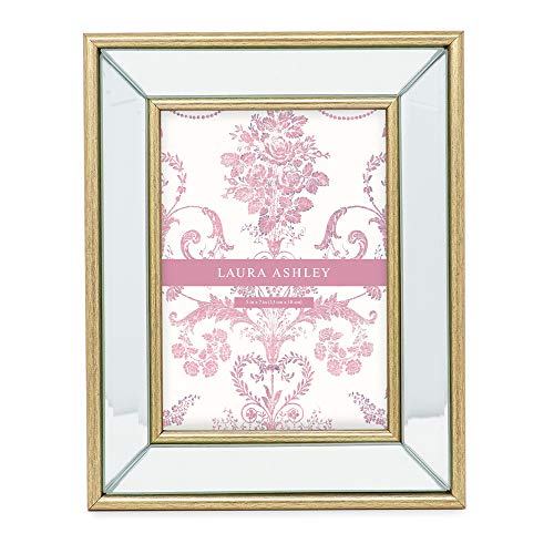 Laura Ashley 5x7 Gold Beveled Mirror Picture Frame Tabletop & Wall Mount - color: Gold, size: 5x7