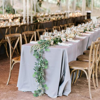 CQURE 36 Pack 252Ft Eucalyptus Garland,Artificial Eucalyptus Leaves Table Greenery Garland Wreath Vines for Wedding Party Table Fireplace Bedroom Wall Room Decor - size: 252Ft-36Pack-Green