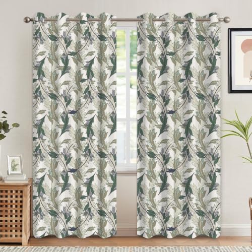 Modern Botanical Leaf Blackout Curtains 2 Panel Set, 52x84 Inch - color: Botanical-d