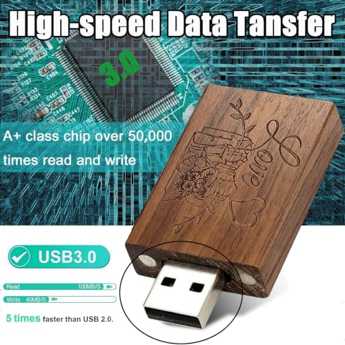 Wooden USB Flash Drive 32GB USB3.0 Wedding Flash Drive with Box - color: Walnut(WED Block USB+box-L), size: 32GB-3.0