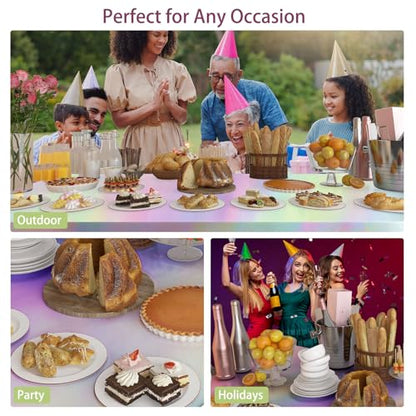 4 Pack Iridescent Plastic Tablecloths Disposable Tablet Cover 54 x 108 In