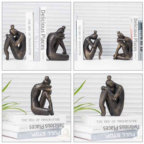 Lukitas Unique Decorative Girl Thinker Bookends, Book Holder, Resin 6.5'' - color: Bronze
