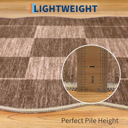 Garvee 2x6 Runner Rug Kitchen Rugs Non Slip Washable Rug, Brown - color: Scalloped - Brown, size: 2' x 6' (Runner)