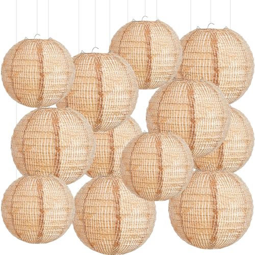 Hortsun 12 Pcs Print Burlap Paper Lanterns Classroom Decor,8/10 Inch - size: 8/10 Inch