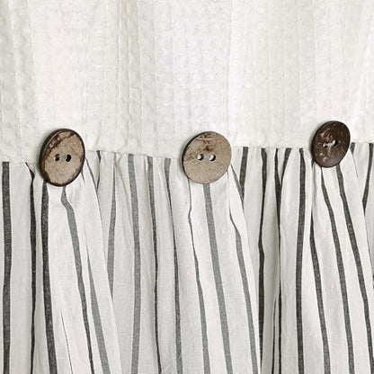 DOSLY IDÉES Farmhouse Rustic Spa Waffle & Cotton Valance, 52x18 Inch - color: Beige & Black Striped, size: 52"W x 18"L (Pack of 1)