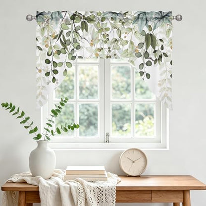 Sage Green Eucalyptus Leaves Swag Curtains 1 Panel, 56x36 in - color: Eucalyptus Leaves-green, size: 56"W x 36"L (Pack of 1)
