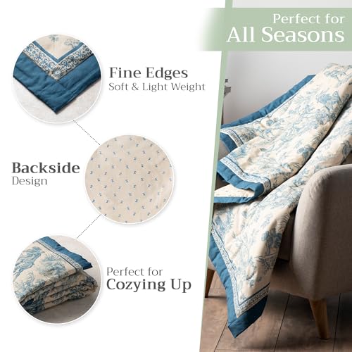 Maison d' Hermine Throw Blanket for Couch Lightweight Soft (60''X80'') - color: 001 - the Miller - Blue, size: 60"x80"