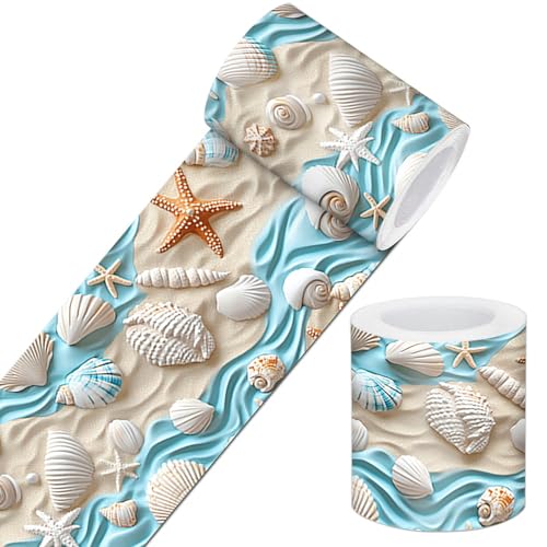 IVN Wallpaper Border Peel and Stick Wall Seashells Sand 4x196 Inch - color: Seashells Sand