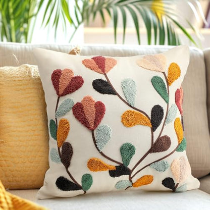 FuWeave 2 Pcs Hydrangea Pillow Covers 18x18, Colorful - color: Colorful, style: Leaves